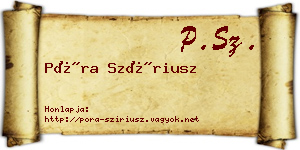 Póra Szíriusz névjegykártya